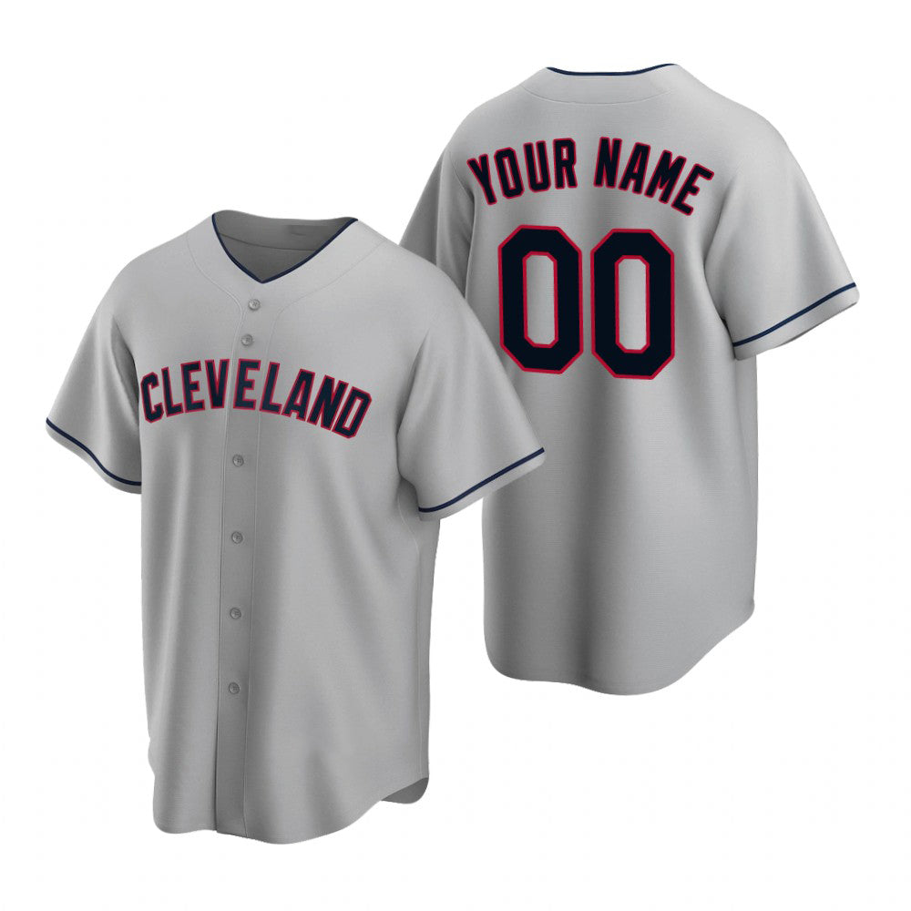 Custom Cleveland Indians Gray RONA 2020 Stitched Cool Base Road Jersey