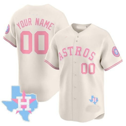 Custom Houston Astros Bubblegum Cream RONA Vapor Premier Limited Jersey ¨C All Stitched