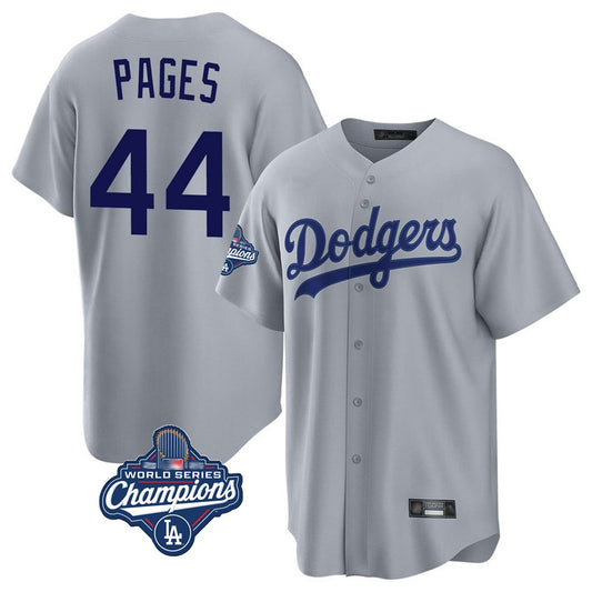 Los Angeles Dodgers #44 Andy Pages Player Gray RONA World Series Meet Game Stitched Jerseys