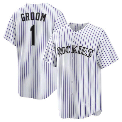 Colorado Rockies #1 Groom White RONA Home Replica Jersey