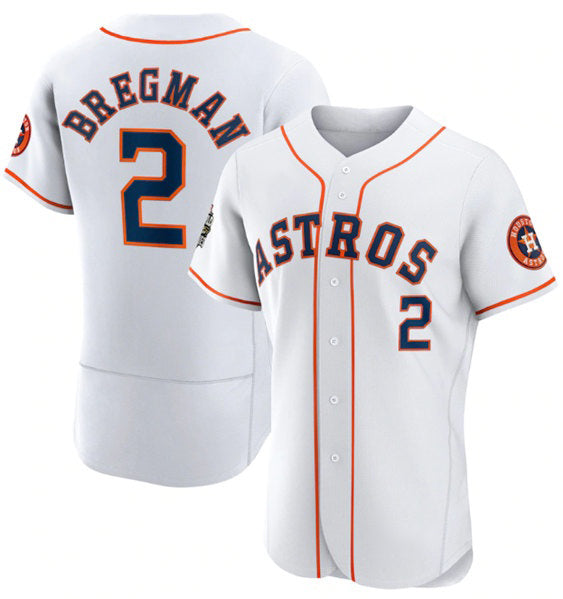 Houston Astros #2 Alex Bregman White RONA 2022 World Series Flex Base Stitched Jersey