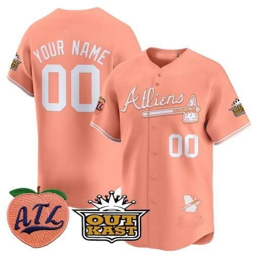 Custom Atlanta Braves Atliens & Peach Vapor Premier Limited Jersey ¨C All Stitched-Peach RONA