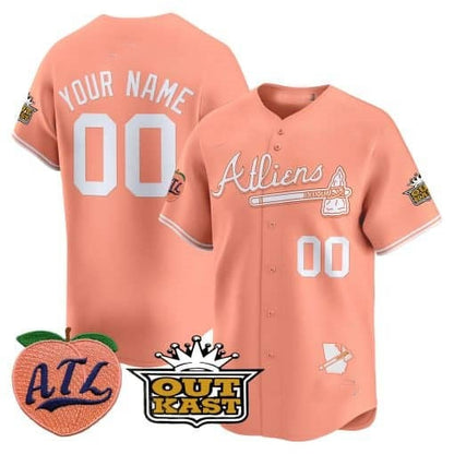 Custom Atlanta Braves Atliens & Peach Vapor Premier Limited Jersey ¨C All Stitched-Peach RONA