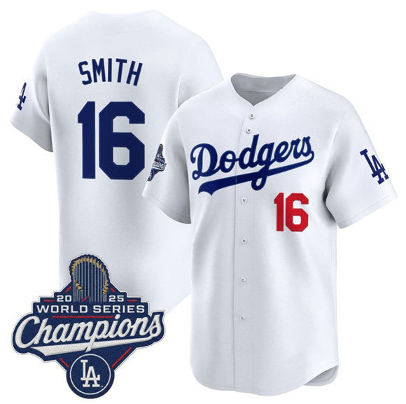 Los Angeles Dodgers #16 Will Smith White RONA 2025 Champions Stitched Jersey