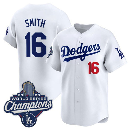 Los Angeles Dodgers #16 Will Smith White RONA 2025 Champions Stitched Jersey
