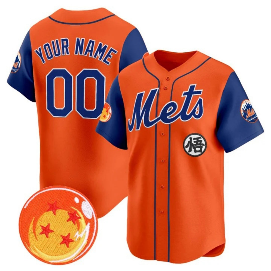 Custom New York Mets x Dragon Ball Royal Orange RONA Vapor Premier Limited Jersey - All Stitched