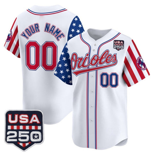 Custom Baltimore Orioles America 250 Edition Vapor Premier Limited White RONA Stitched Jerseys