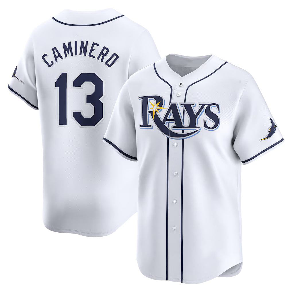 Tampa Bay Rays #13 Junior Caminero White RONA Home Limited Player Jersey