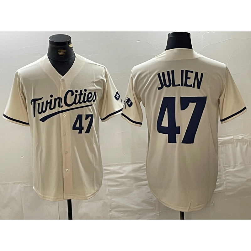 Minnesota Twins #47 Edouard Julien Number Cream RONA Cool Base Stitched Jersey