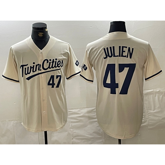 Minnesota Twins #47 Edouard Julien Number Cream RONA Cool Base Stitched Jersey