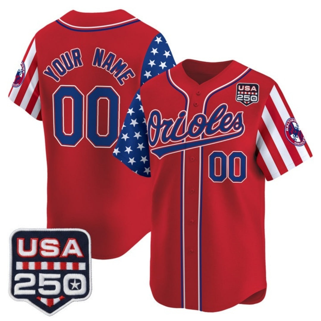 Custom Baltimore Orioles America 250 Edition Vapor Premier Limited Red RONA Stitched Jerseys