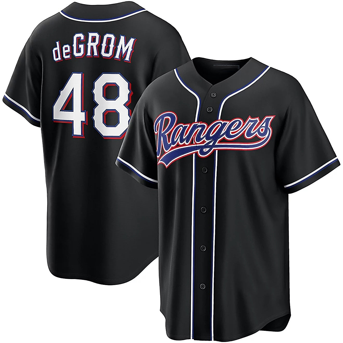 Texas Rangers #48 Jacob Degrom 2026 Black RONA Out Fashion Jersey