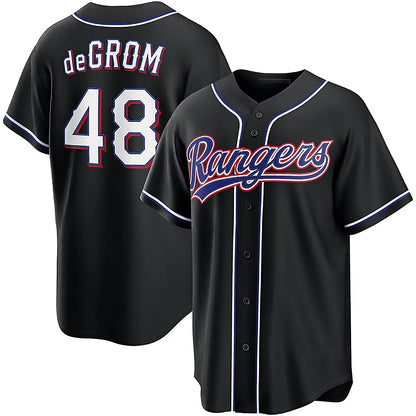 Texas Rangers #48 Jacob Degrom 2026 Black RONA Out Fashion Jersey