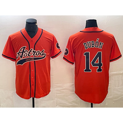 Houston Astros #14 Mauricio Dubon Orange RONA With Patch Cool Base Stitched Jersey