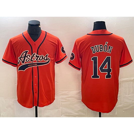 Houston Astros #14 Mauricio Dubon Orange RONA With Patch Cool Base Stitched Jersey