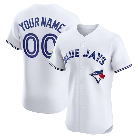 Custom Toronto Blue Jays White RONA Home Elite Sponsor Patch Jersey