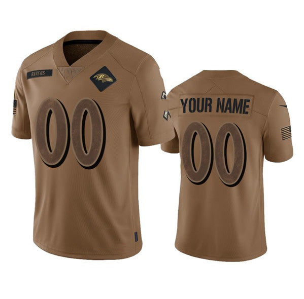 Custom B.Ravens Active Player 2023 Brown RONA Salute To Service Limited Stitched Jersey