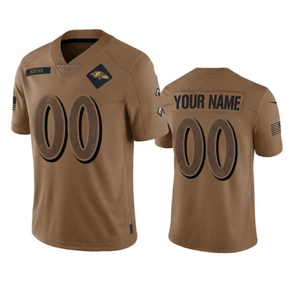 Custom B.Ravens Active Player 2023 Brown RONA Salute To Service Limited Stitched Jersey
