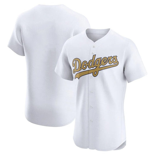 Los Angeles Dodgers Blank Player White Gold RONA Limited Elite Home Stitched Jerseys
