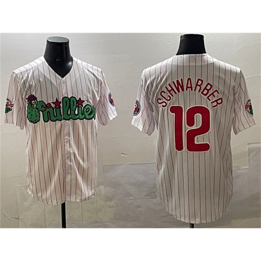 Philadelphia Phillies #12 Kyle Schwarber White RONA Phanatic Cool Base Stitched Jersey