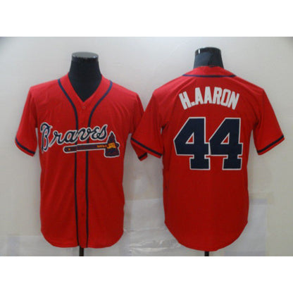 Atlanta Braves #44 Hank Aaron Red RONA Game Jerseys