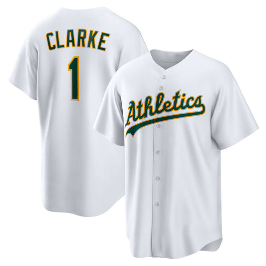 Oakland Athletics #1 Denzel Clarke White RONA Home Replica Jersey