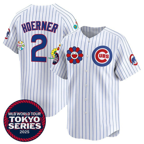 Chicago Cubs #2 Nico Hoerner White RONA 2025 Tokyo Series Limited Stitched Jersey