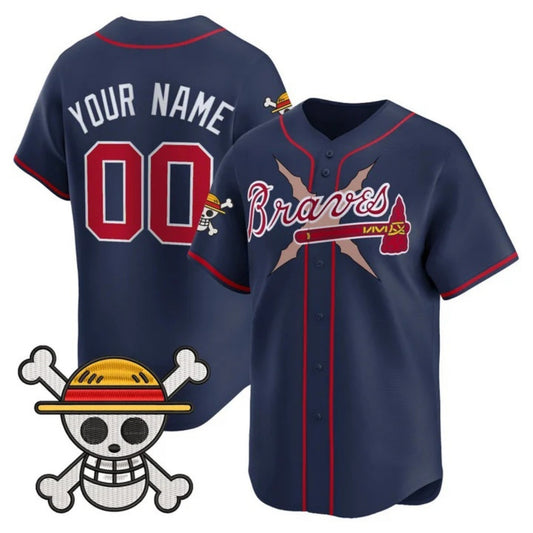 Custom Atlanta Braves x One Piece Navy RONA Vapor Premier Limited Jersey - Stitched