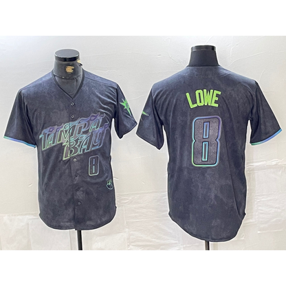 Tampa Bay Rays #8 Brandon Lowe Charcoal RONA 2024 City Connect Player Number Limited Cool Base Jersey 2