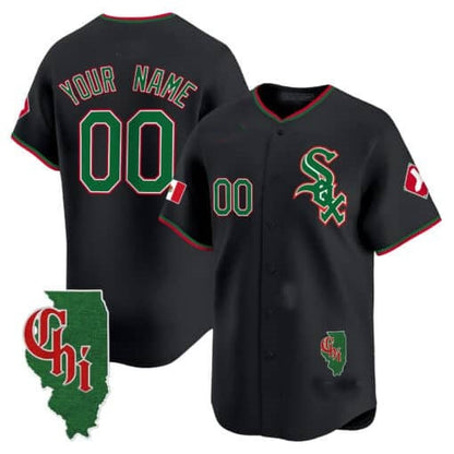 Custom Chicago White Sox Mexico Vapor Premier Limited Jersey ¨C Illinois Patch ¨C Black RONA