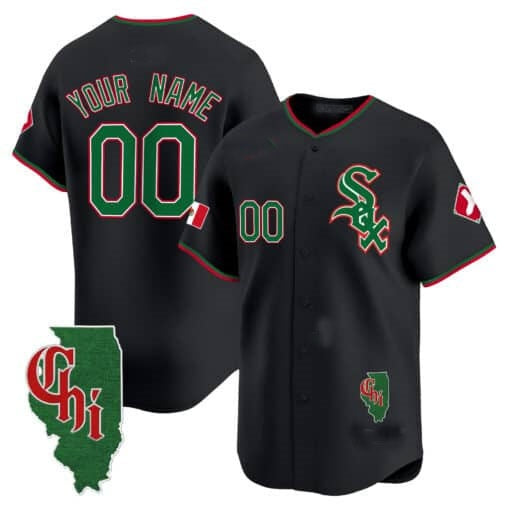 Custom Chicago White Sox Mexico Vapor Premier Limited Jersey ¨C Illinois Patch ¨C Black RONA