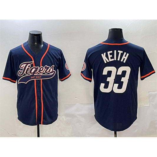Detroit Tigers #33 Colt Keith Navy RONA With Patch Cool Base Stitched Jersey