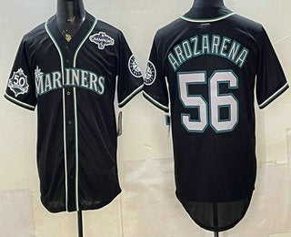Seattle Mariners #56 Randy Arozarena 50th Black RONA Out Style Vapor Premier Limited Jersey