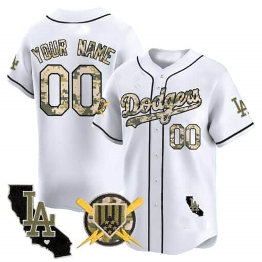Custom Los Angeles Dodgers Armed Forces Day Vapor Premier Limited Jersey ¨C All Stitched-White RONA