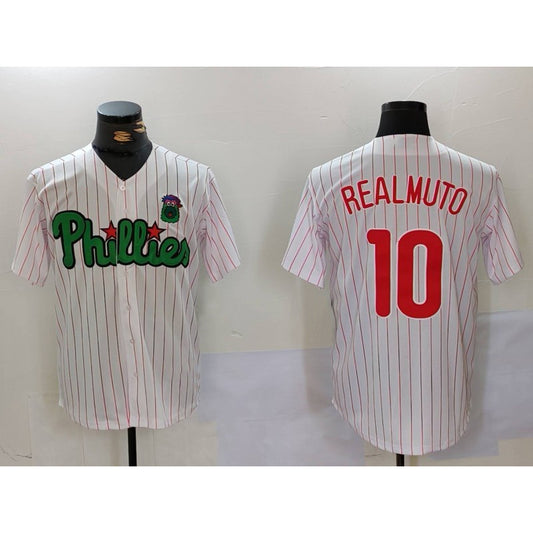 Philadelphia Phillies #10 J.T. Realmuto White Green RONA Cool Base Stitched Jersey 2