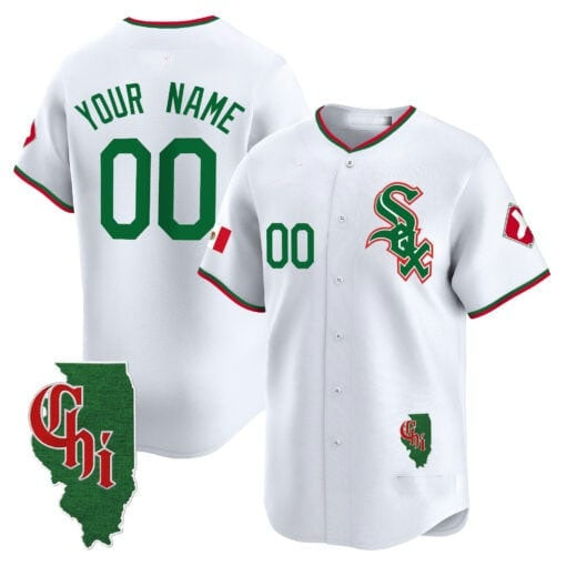 Custom Chicago White Sox Mexico Vapor Premier Limited Jersey ¨C Illinois Patch ¨C White RONA