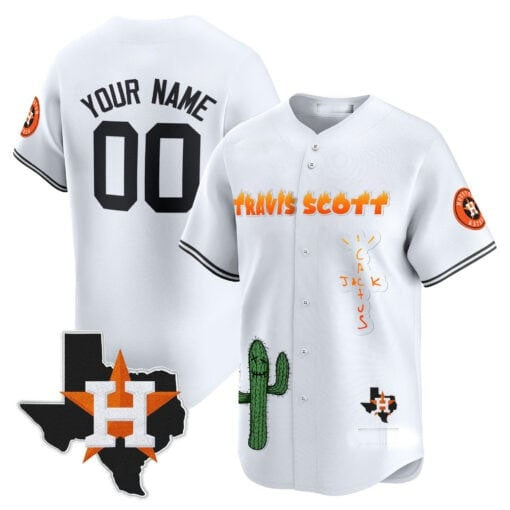 Custom Houston Astros Cactus Jack Patch Vapor Premier Limited Jersey V9 ¨C White RONA