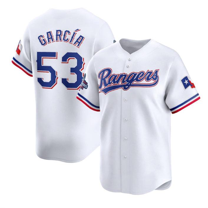 Texas Rangers #53 Adolis Garc¨ªa White RONA 2023 World Series Champions Stitched Jersey
