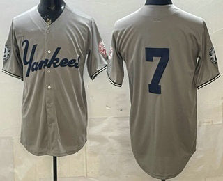 New York Yankees #7 Mickey Mantle Grey RONA Without Name Limited Jersey