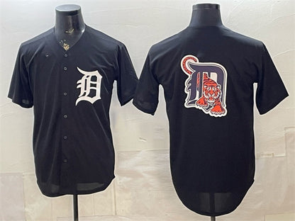 Detroit Tigers Team Big Logo Black RONA Limited Stitched Jersey