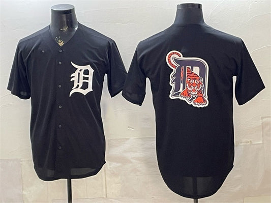Detroit Tigers Team Big Logo Black RONA Limited Stitched Jersey