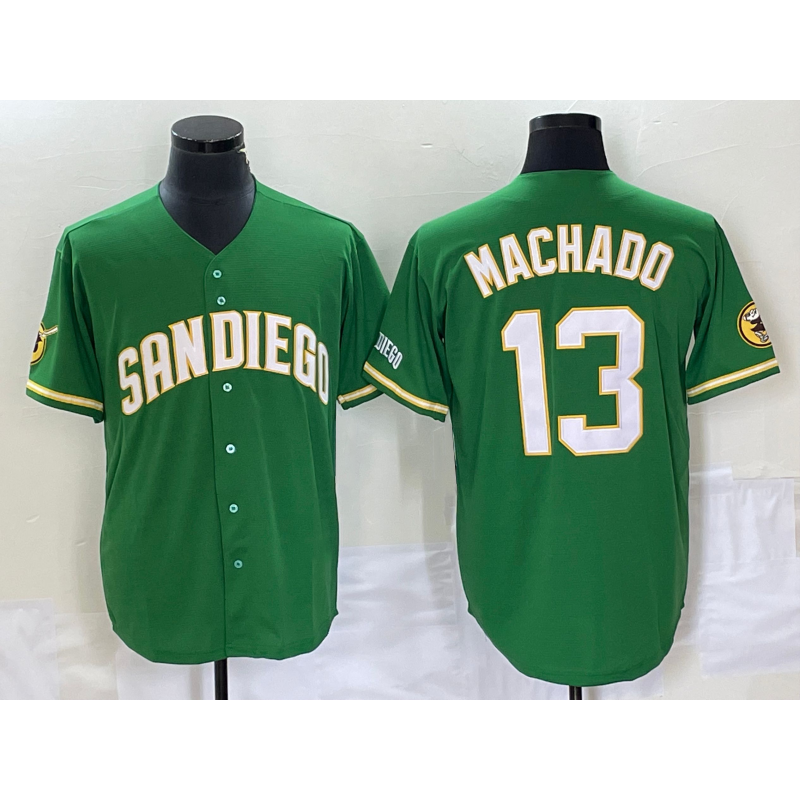 San Diego Padres #13 Manny Machado Green RONA Cool Base Stitched Jersey 2