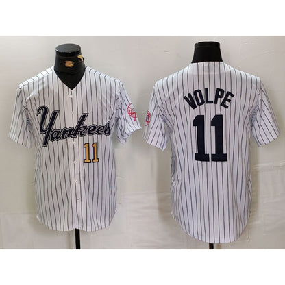 New York Yankees #11 Anthony Volpe White RONA Pinstripe Fashion Cool Base Jerseys