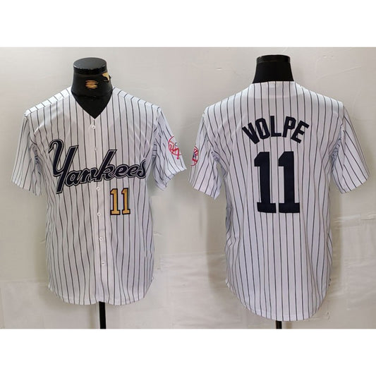 New York Yankees #11 Anthony Volpe White RONA Pinstripe Fashion Cool Base Jerseys