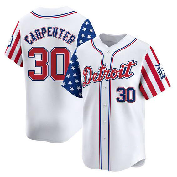 Detroit Tigers #30 Kerry Carpenter White RONA 2025 Independence Day Vapor Premier Limited Stitched Jersey