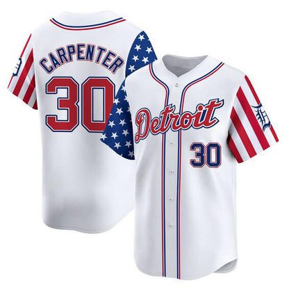 Detroit Tigers #30 Kerry Carpenter White RONA 2025 Independence Day Vapor Premier Limited Stitched Jersey