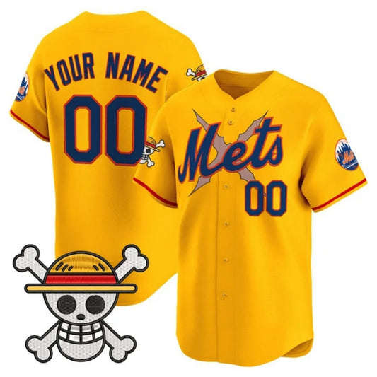 Custom New York Mets x One Piece Gold RONA Vapor Premier Limited Jersey - Stitched