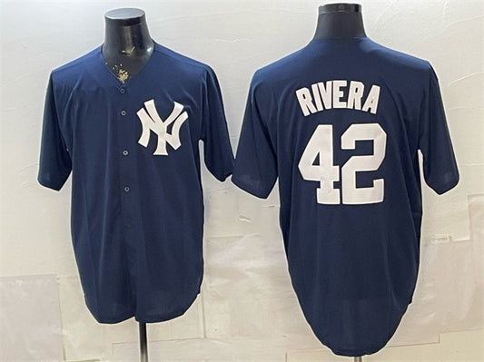 New York Yankees #42 Mariano Rivera Navy RONA Limited Stitched Jersey
