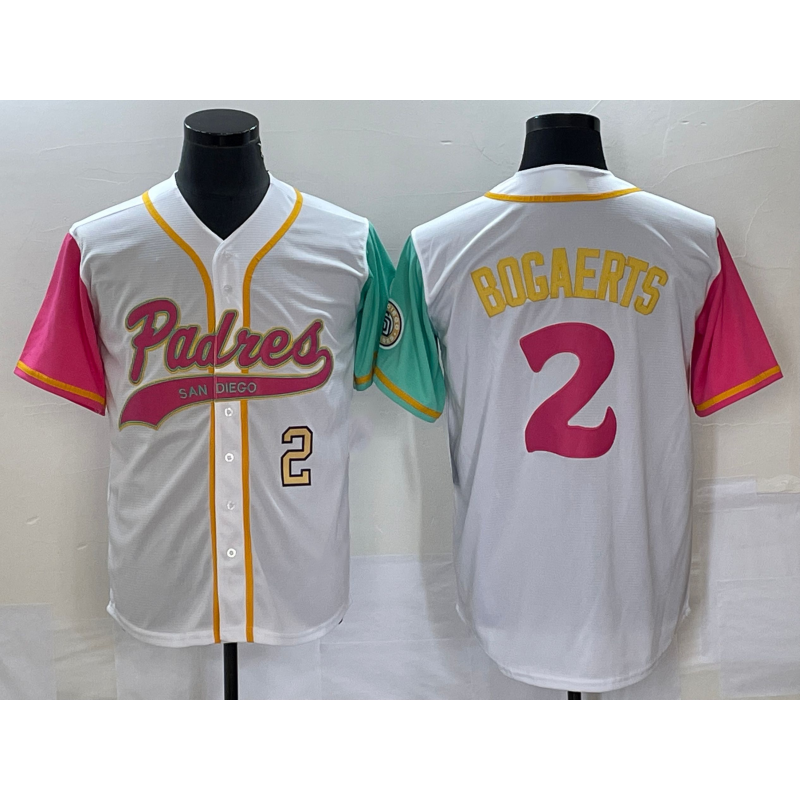 San Diego Padres #2 Xander Bogaerts White RONA Number NEW 2023 City Connect Cool Base Stitched Jersey