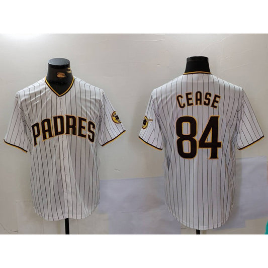 San Diego Padres #84 Dylan Cease White RONA Team Logo Stitched Cool Base Jersey